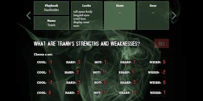 form for selecting character stats